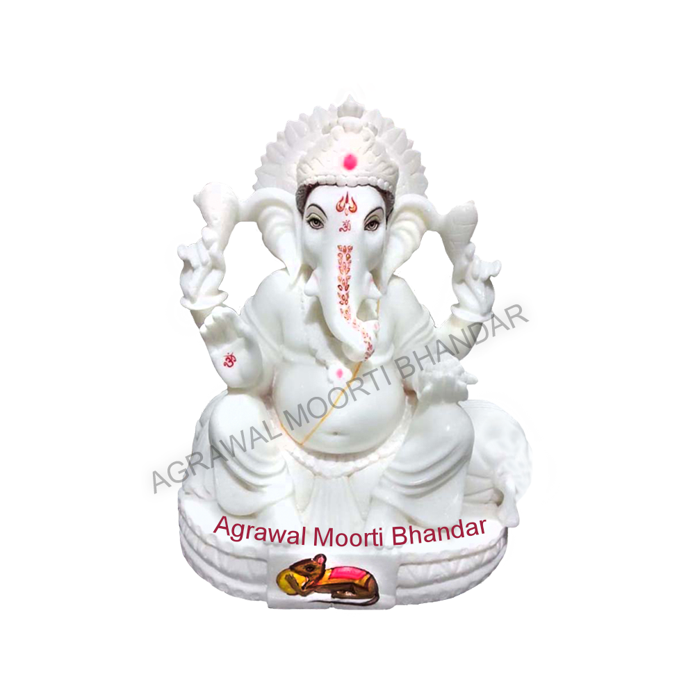 White Marble Ganesh Moorti - Best Marble Moorti Manufacturer in Jaipur