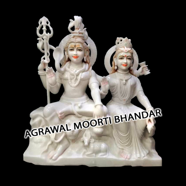 White Marble Gauri Shankar Statue