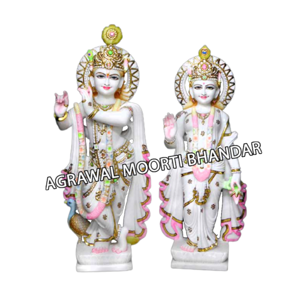 White Marble Radha Krishna Statues