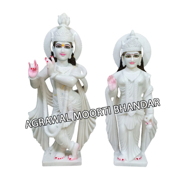 White Radha Krishna Marble Statues