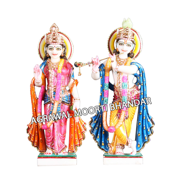 Colorful radha Krishna Marble Statues