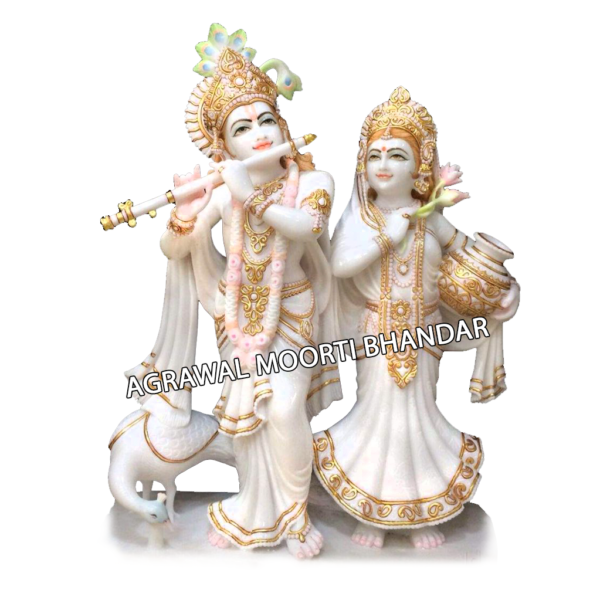 White Radha Krishna Marble Moorti