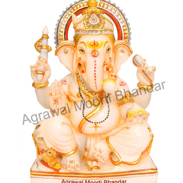 White Ganesh Marble Moorti