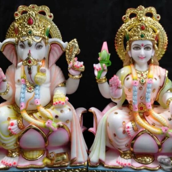 ganesh laxmi marble statue